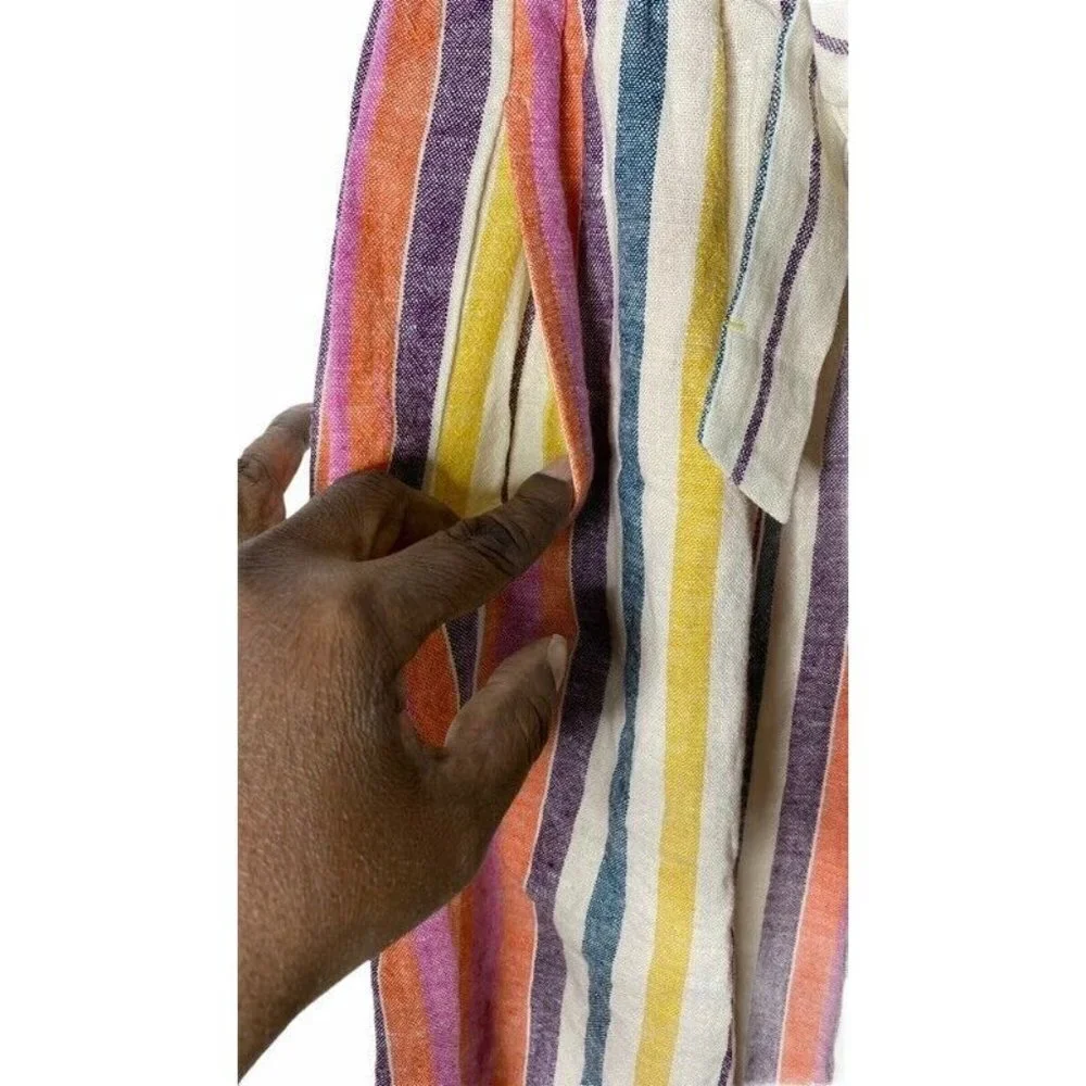 BP Womens A Line‎ Skirt Beige Yellow Stripe Midi Po